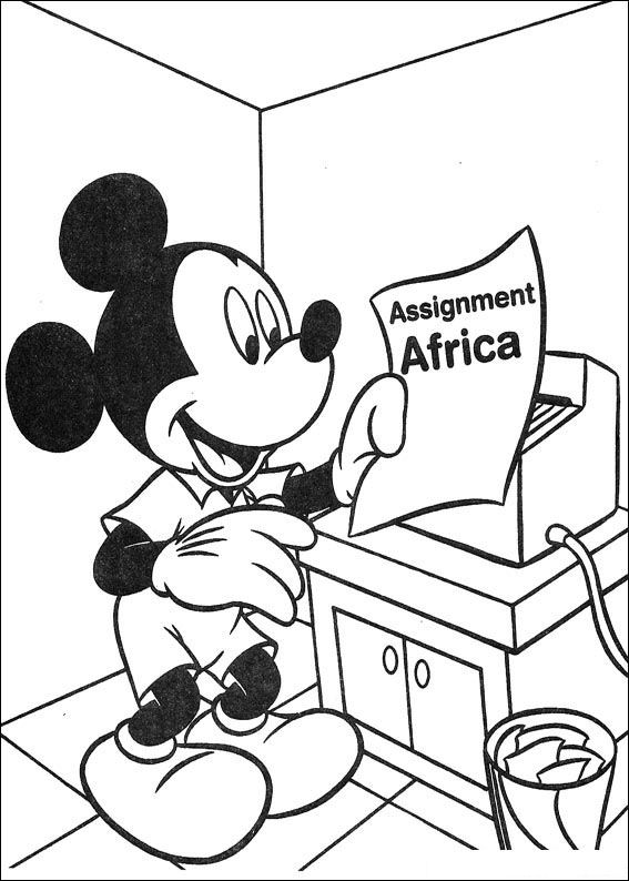23 coloring pages of Mickey on safari